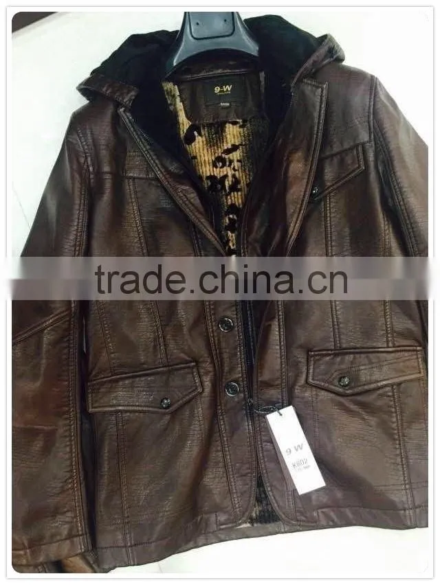 Man PU leather jacket suit for spring or winter Garment stock lot with cheap price - 1036