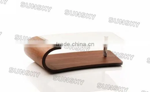 bent wood modern MDF glass centre table cocktail table 1475A