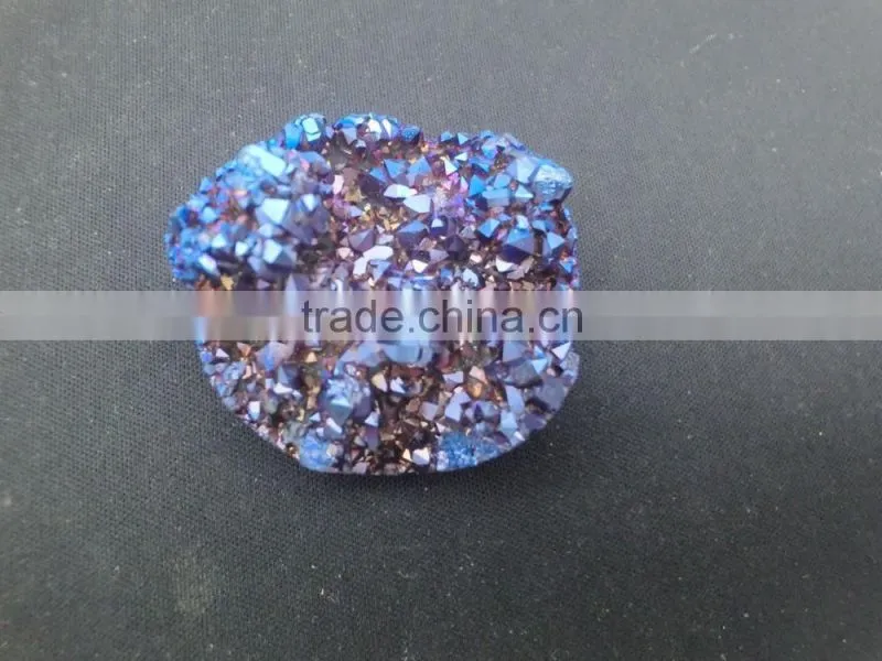 Assorted double Electroplated Druzy Loose Cabochon, Titanium Coated Oval Shape Cabochon