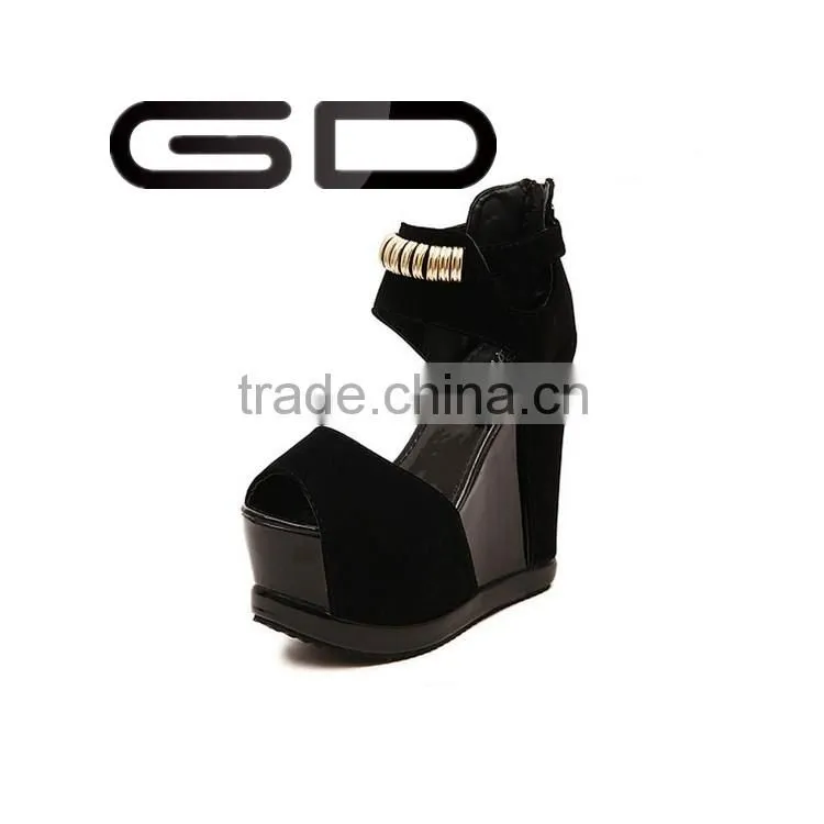 GDSHOE 2016 ladies sexy rubber wedge shoes and peep toes high heel andals