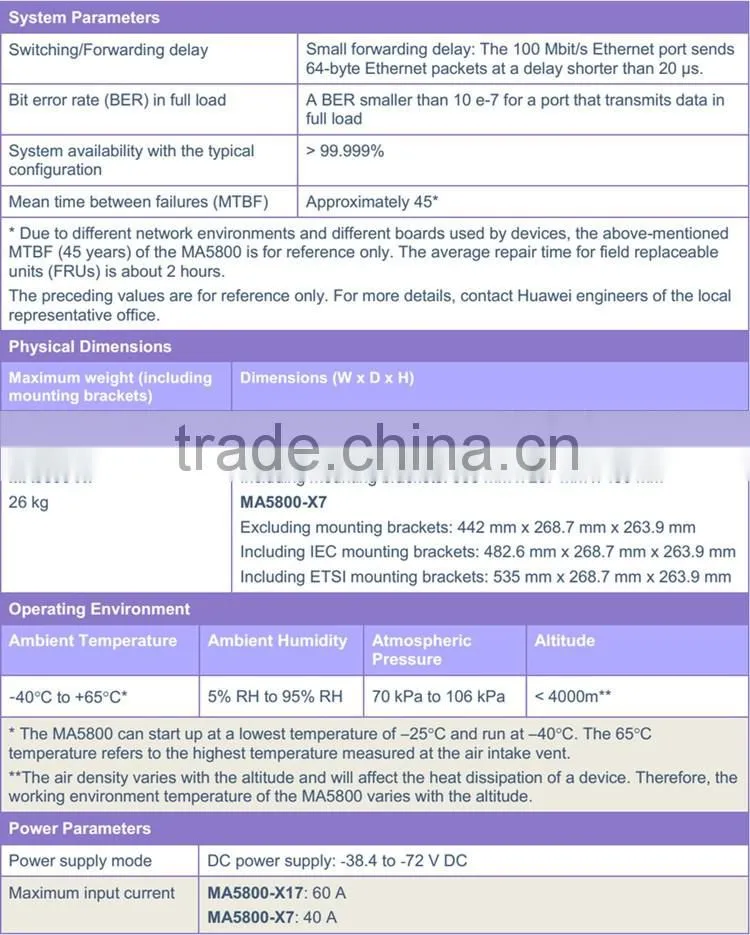 Huawei GPON OLT Fiber Equipment SmartAX MA5800-X7 MA5800-X17