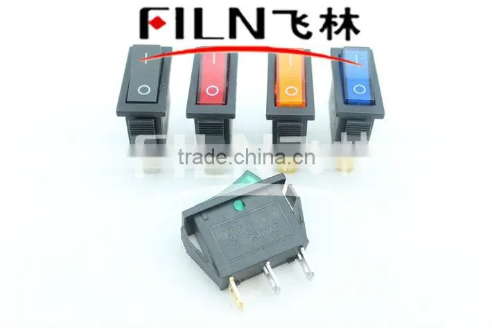 Button Red ON OFF Blue Waterproof Rocker Switch With Lamp