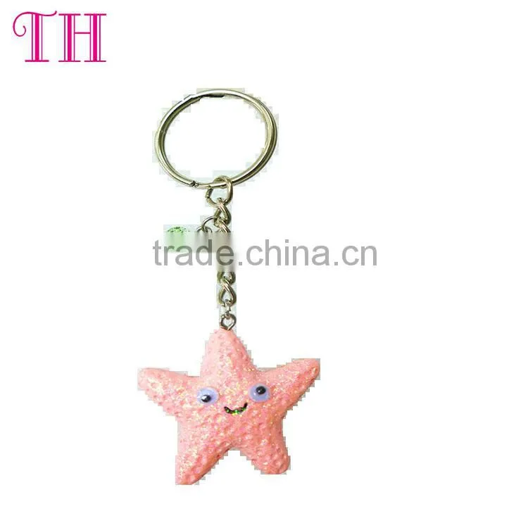 2016 wholesale resin key chain glitter star key chain on sale