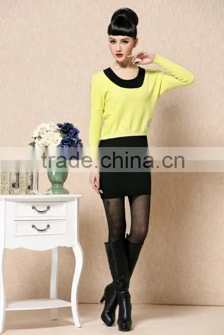 Two-piece Dress For Black And Yellow Mini Long Sleeve