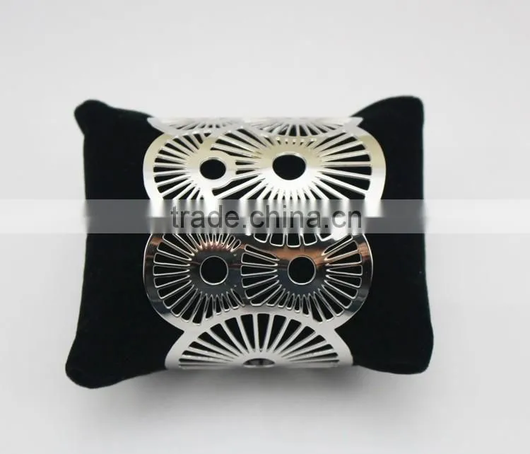 Polished Silver Hollow Geometric Adjustable Bangle Bracelet Stainless Steel Jewelry