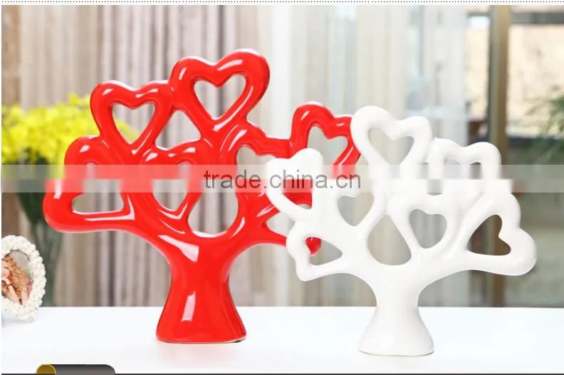 Ceramic glazed craft hot sale tree shape ceramic craft/office decration