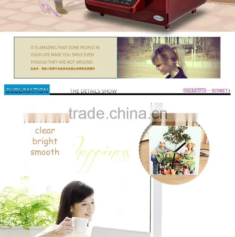Sunmeta factory directly blank sublimation square glass photo frame with clock BL-26