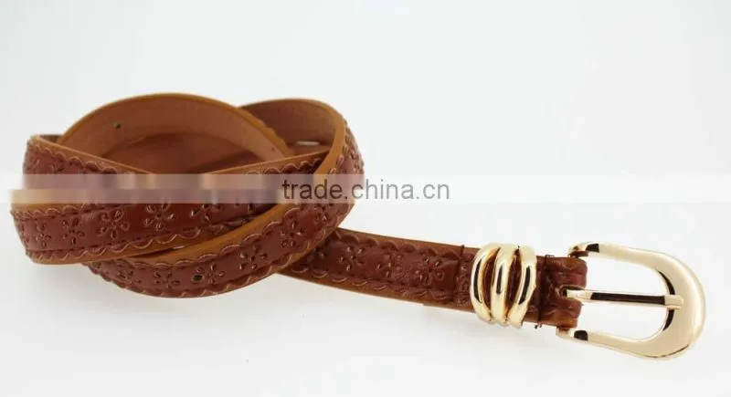 Women's casual belt with Brown PU leather in Yiwu factory waist belt for lady