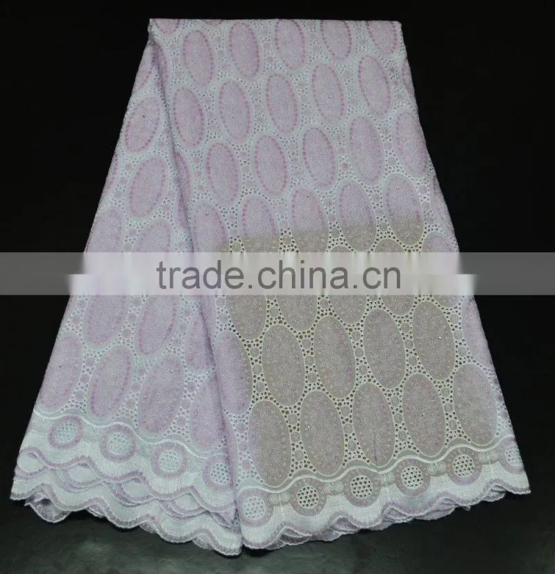 Cheap Swiss voile lace fabric in golden materials with sequins
