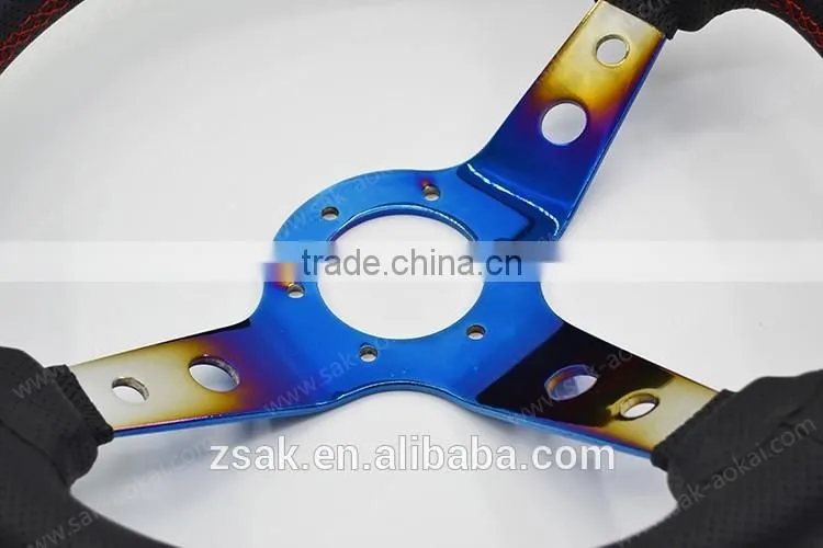14 inch genuine leather neo chrome steering wheel
