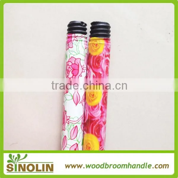 Customized Flower PVC cover iron metal broom pipe