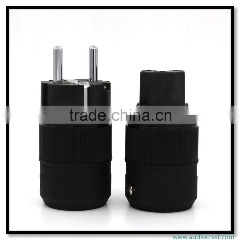 OEM/ODM Rhodium Plated Pure Copper Schuko Euro Power Plug Connector+Power IEC Connector Plug Audio