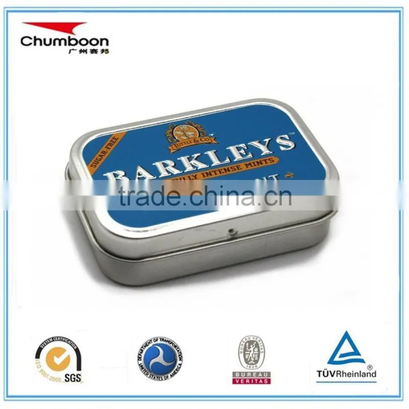 rectangle tin box with hinge and embossing mint tin can