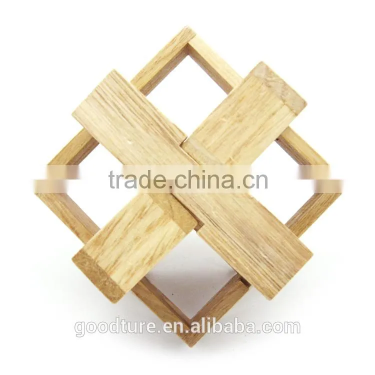 2015 Hot Sale Wooden IQ Intelligent Puzzle Magic Puzzle Kongming Lock Brain Teaser Model Number GAD1085