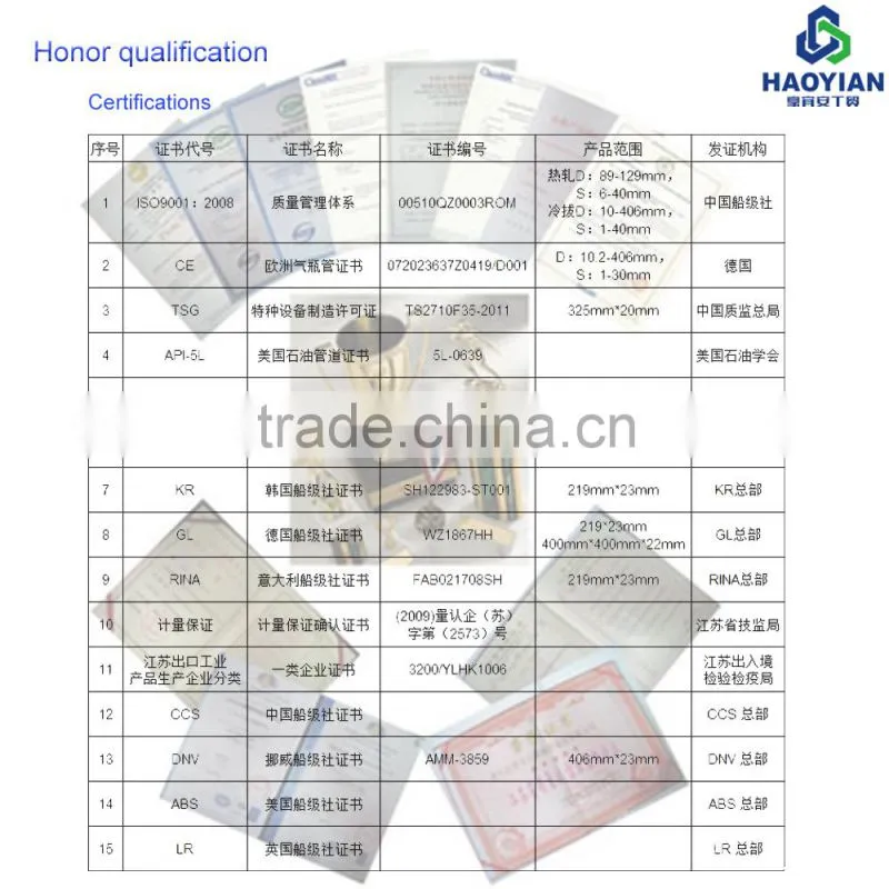 Specification 203~219*10~20 With seamless steel tube bridge 20Mn5 steel circular pipe