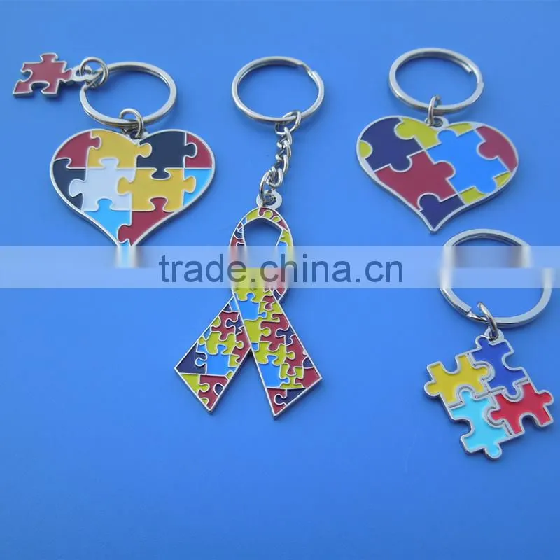 silver round custom travel picture printing metal key holder