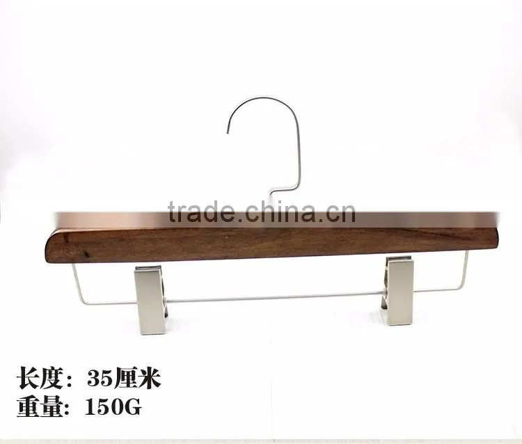 LP156 clothes hanger with velvet pants bar wooden pant hanger for Hot sale
