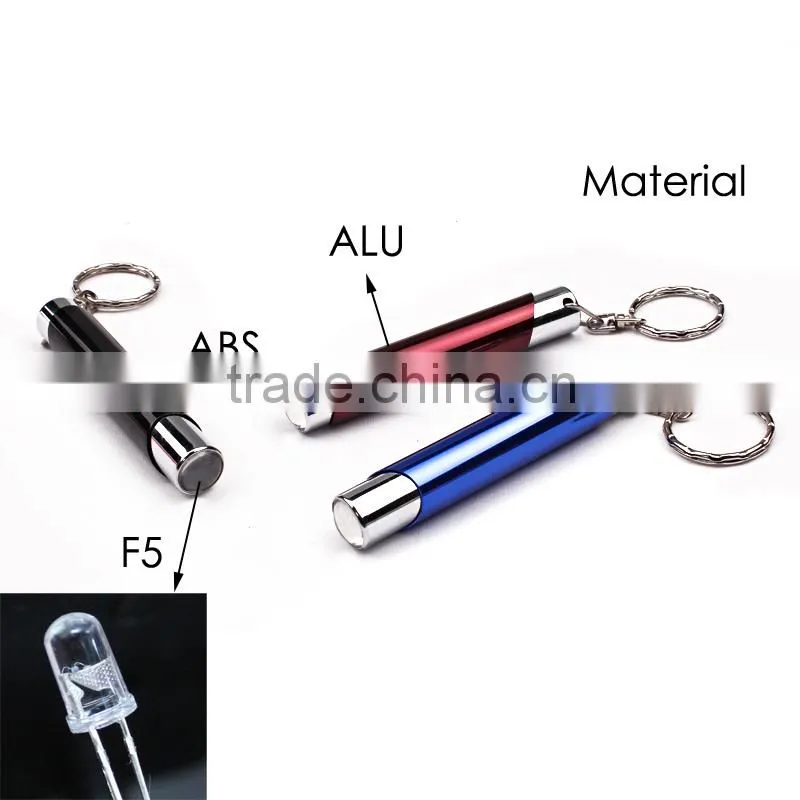 ALU+ABS 1 LED Key Chain Flashlight with 3*LR44 Battery, Promotional Keychain LED Light