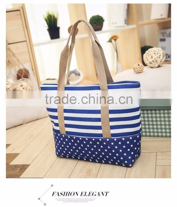 Cotton canvas beach tote bag