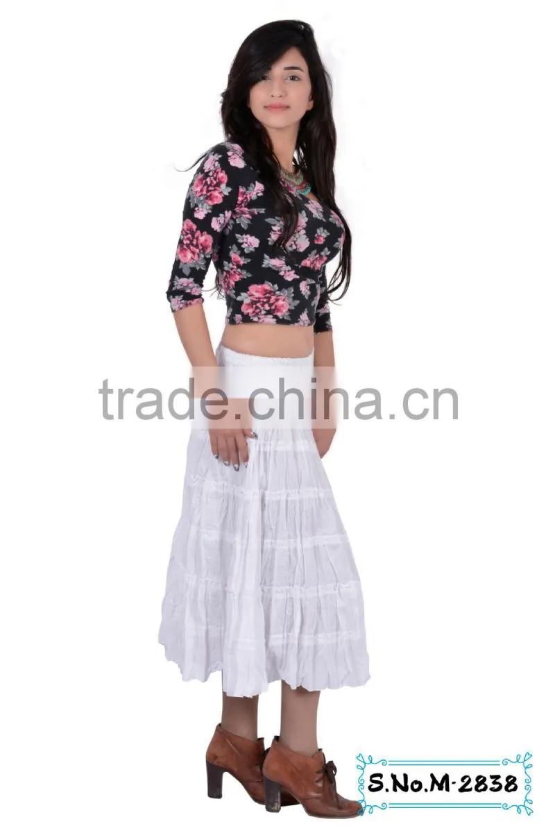 M2838 Cotton skirts Tiered Skirt New Garments Voil Print Camric Print Soft Rayon Printed Indian Kurta cotton summer short skirt
