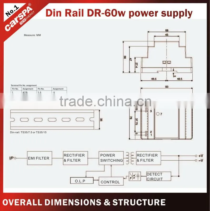 DR-60W series Din-rail power supply