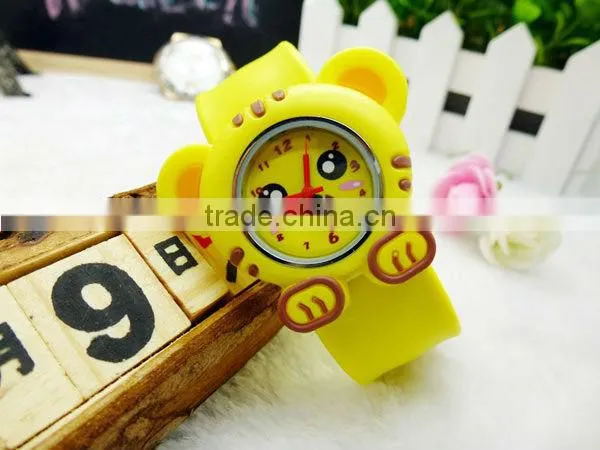 children cute quartz wrist silicone animal shape slap kids watches