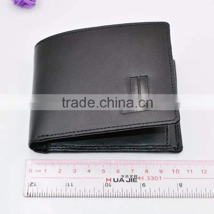 Euorpe style hot stamped black authentic leather wallet men wallet