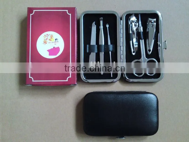MRT-023 6pcs PU bag with colored box carbon steel cheap manicure set