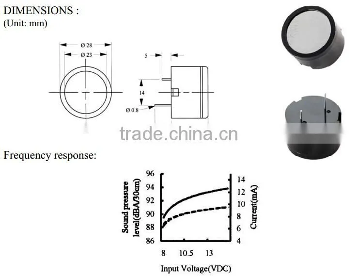 FB-28SP12-PT small loud smd magnetic piezo buzzer with 2pins (FBELE)