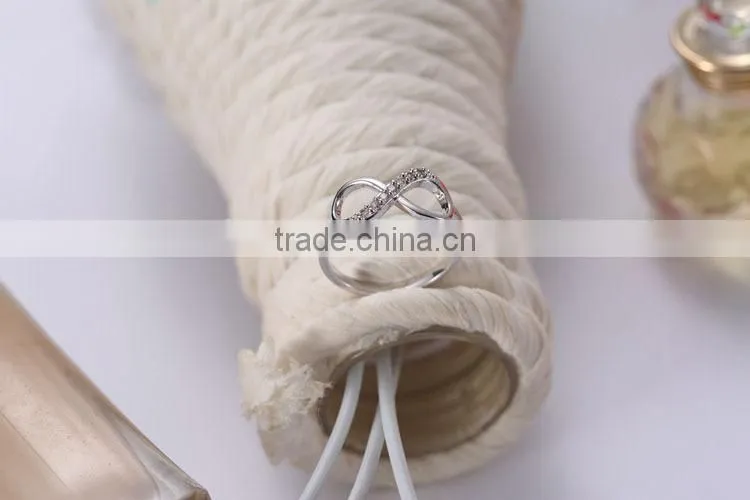 Hot Sale 925 Sterlig Silver Infinity Engagement Ring Silver Infinity Symbol 8 CZ Ring High Polished