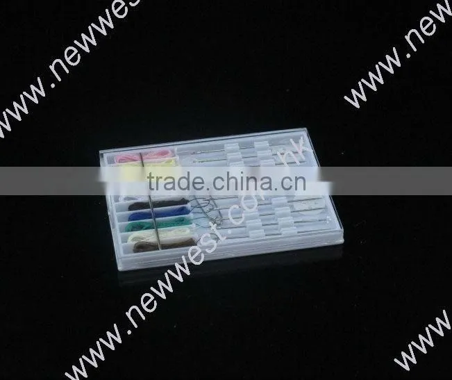 hotel pre-threaded mending kit in plastic box
