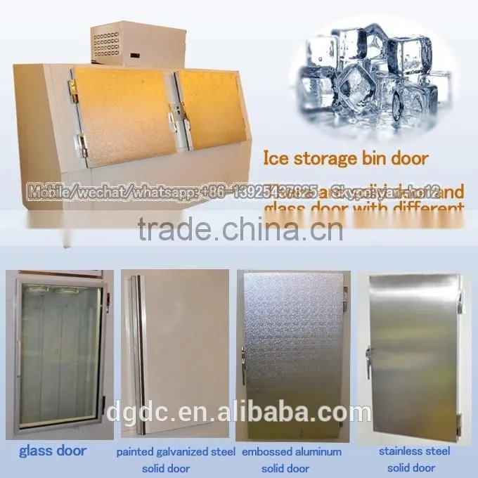 Two convex hinged door ice storage bin with LOGO stickers