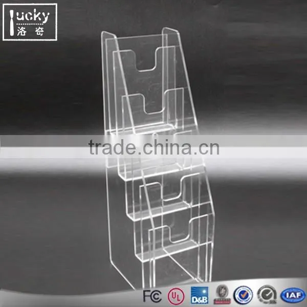 Custom clear acrylic folder /document/ office brochure rack with business card pocket