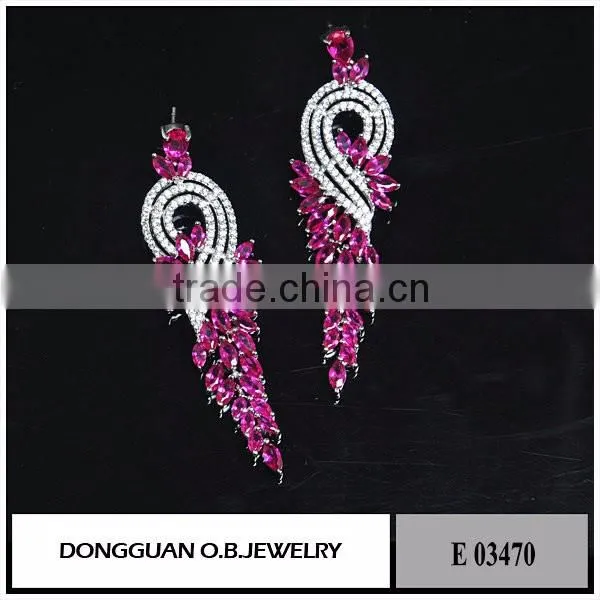 Small quantity order zircon earring fashion fancy stud earring