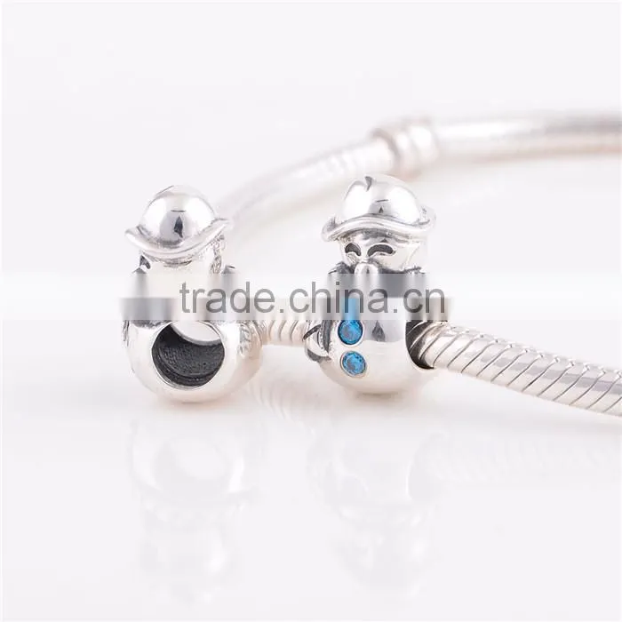 Wholesale Christmas Beads Snowman 925 Sterling Silver Charms In Bulk