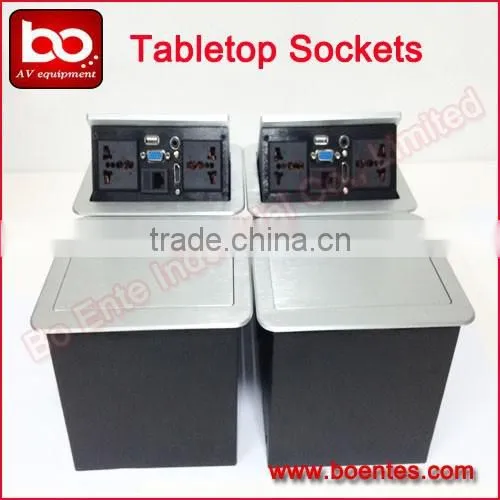 Desktop Hydraulic Pop Up AV Socket with Bottom Interface for Conference Audio-Visual Solutions