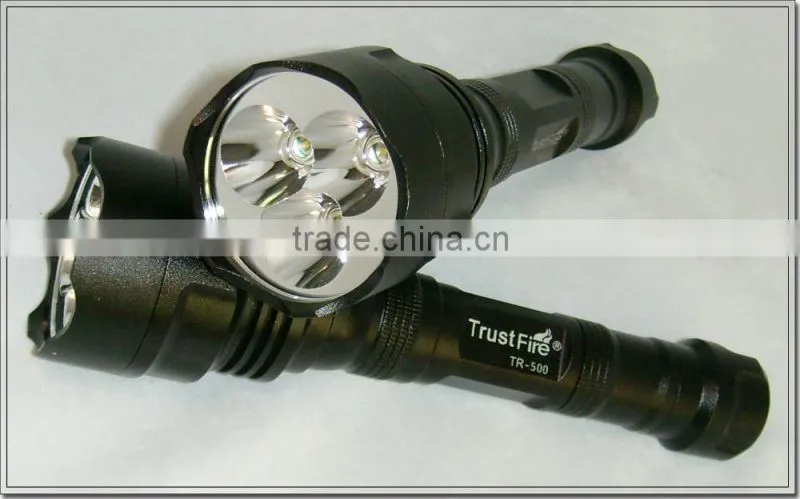 TrustFire 500lm TR-500 three cree XP-E Q5 three color red,blue,green police security flashlight