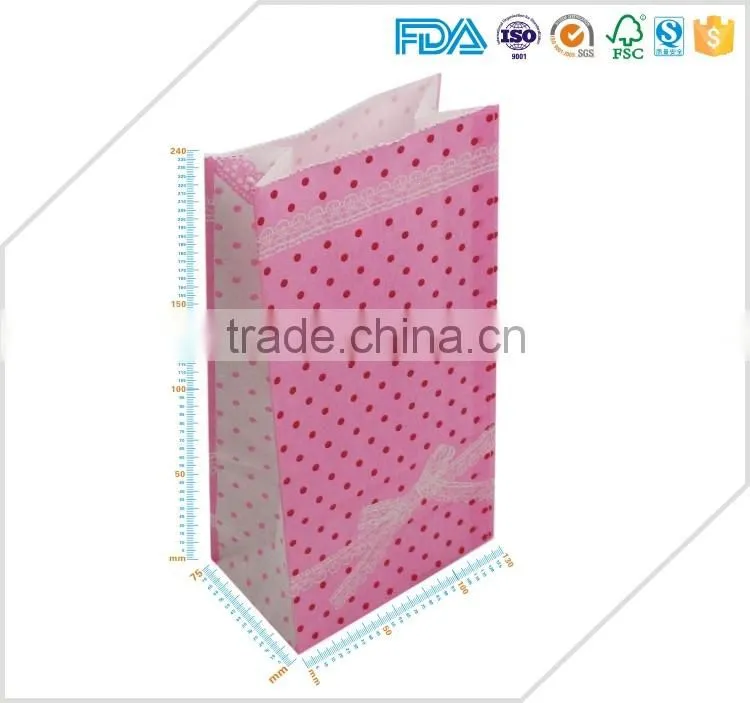 Flat bottom kraft paper bag with colorful design,biodegradable christmas paper bag