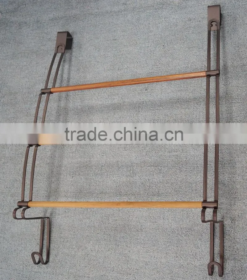 Teak over the door towel rack ORB powder coating finish