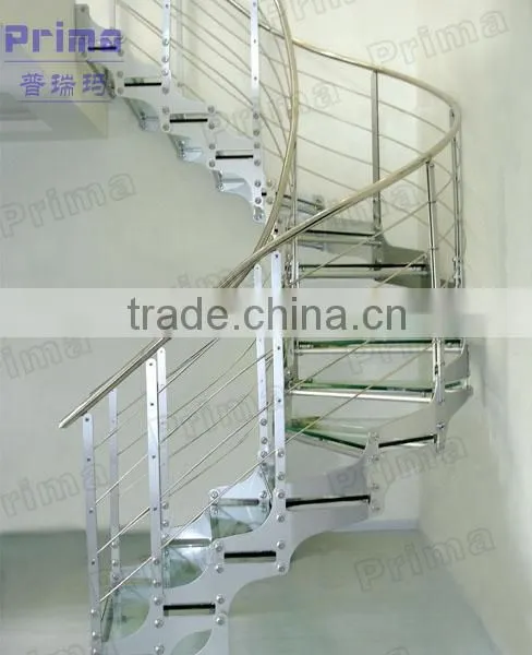 Adjustable Steel Glass Spiral Stairs/Staircase for Indoor(PR-S26)