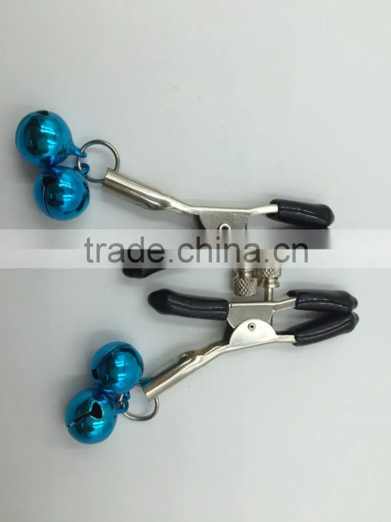 CTRJ-009 Flirting Silver Chain Clamps Shaking Multicoloured Bell Stimulate Papilla Clip Non-piercing Nipple Clip