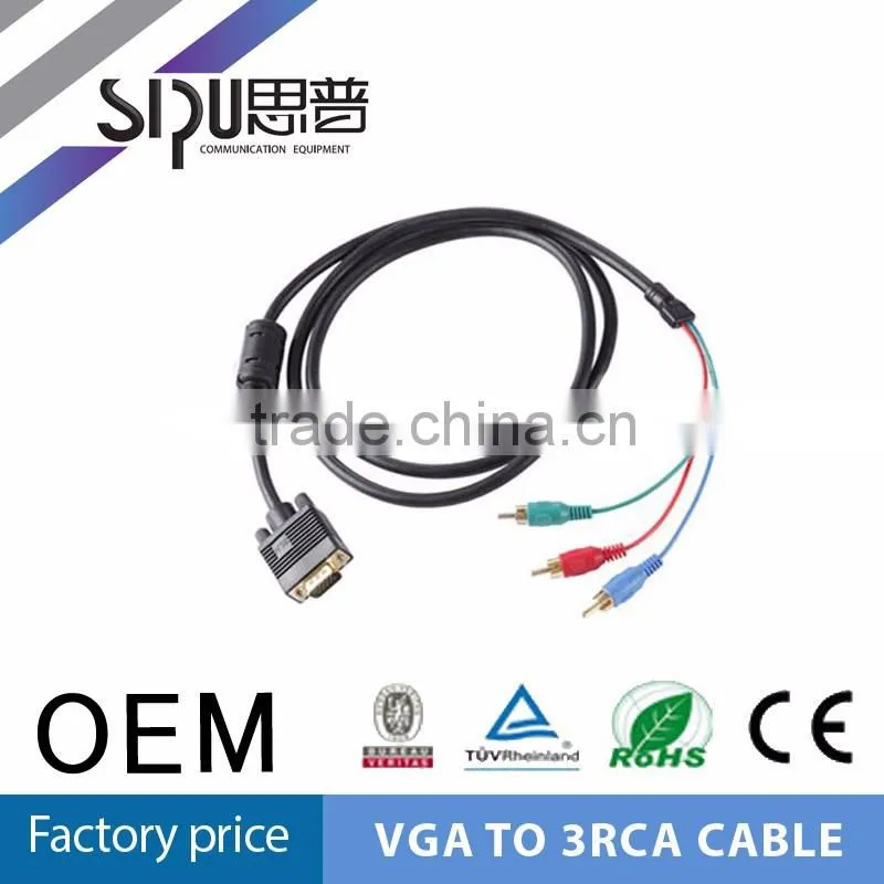SIPU factory price gold plated vga to rca cable high quality vga to rca splitter cable wholesale rca cable to vga converter
