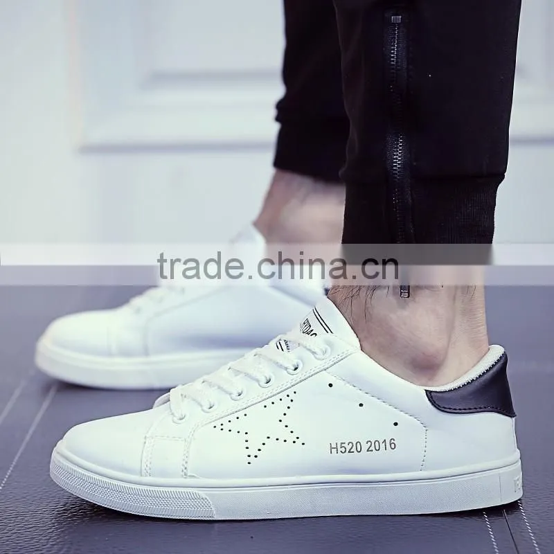 2016 fashion men suitable wihite and blcak PU shoes