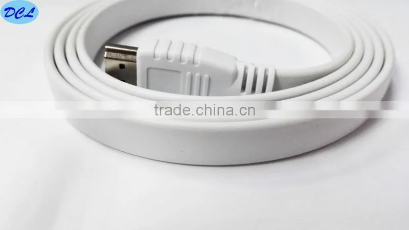 White flat HDMI cable with nickel plated 1M