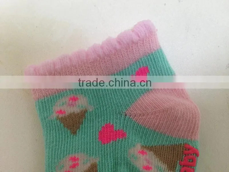 NEW STYLE lovely flower welt and good quality popular fancy baby cotton socks