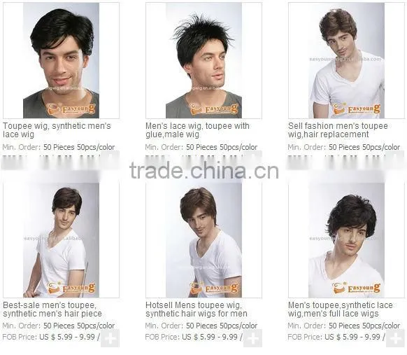 Toupee, synthetic hair lace wigs for men