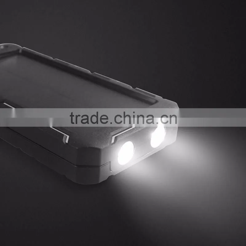 Waterproof 15000mah universal solar power bank cell phone charger 5v 2a for laptop