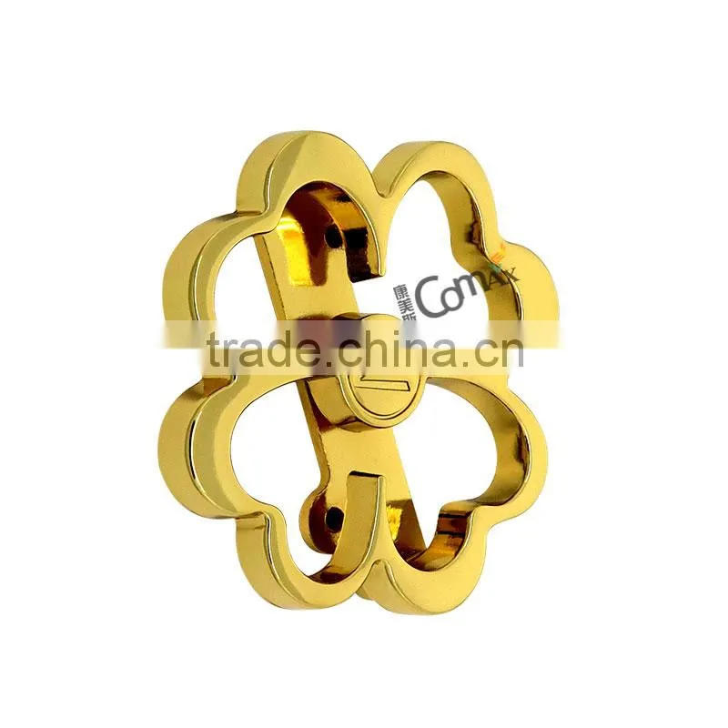 Gold flower shape fashion metal handbag lock