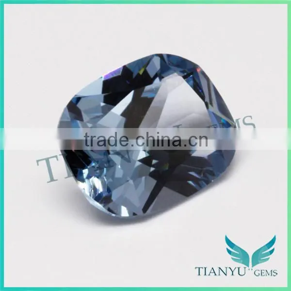 Synthetic sapphire lab created loose gemstones 8x10mm light sea blue spinel 106# cushion shape spinel price