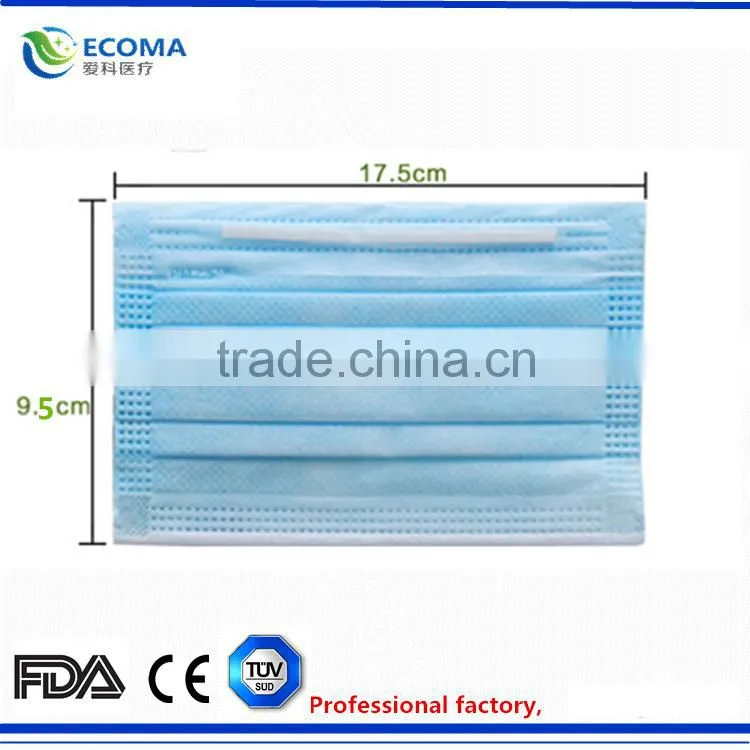 Procedure Mask With Earloops-box of 50 , blue and white medical surgical non woven fabric face mask